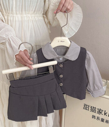 Set classique de jupe et haut gris classiques pour fillettes