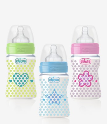 Biberon Well.Being en P150ml Tétine Silicone Flux Lent+0m-3couleurs