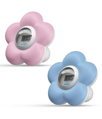 Thermomètre bain et chambre pour bébé forme fleur bleu ou rose
