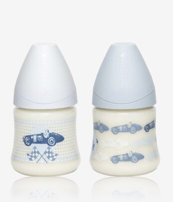 Biberon S avec tétine en Silicone 150 ml "Toys"+0-6m bleu
