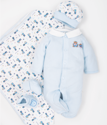 Ensemble bleu bébé ours de 5 pièces 0-3mois