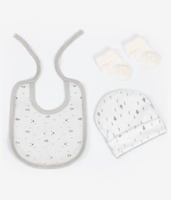 Set bonnet chaussettes avec bavoir unisexe