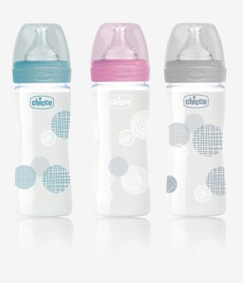 Biberon Well.Being en verre 240ml Tétine Silicone Flux Lent 0M-3couleurs