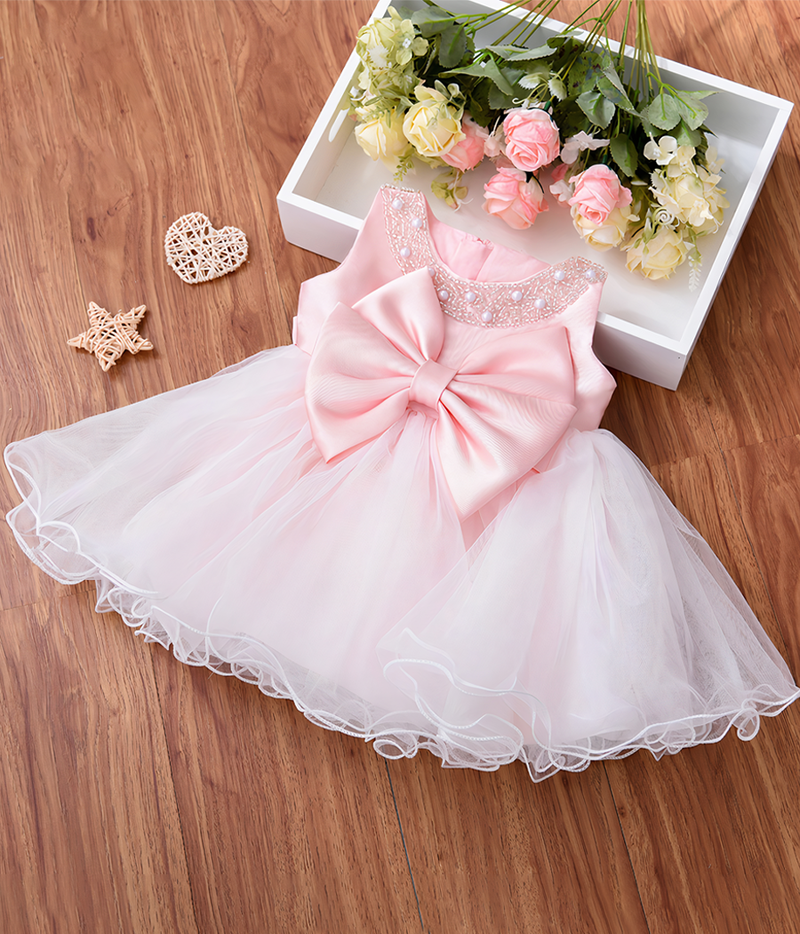 robe princesse rose bebe' Robe princesse rose bébé en tutu + serre tête – Image 1