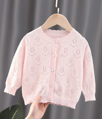 Gilet rose pâle fillette