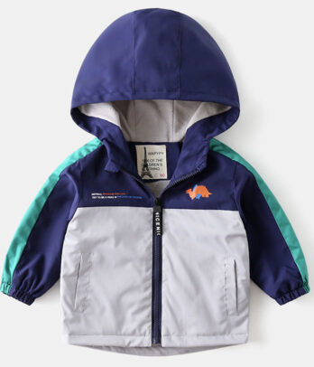 Veste imperméable grise et bleu