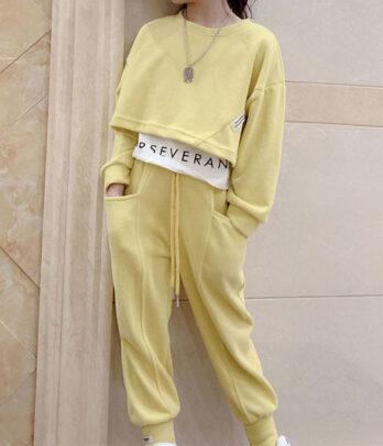 Crop top et jogging jaune pour fille