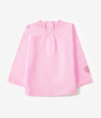 Pull rose avec motif fleurs