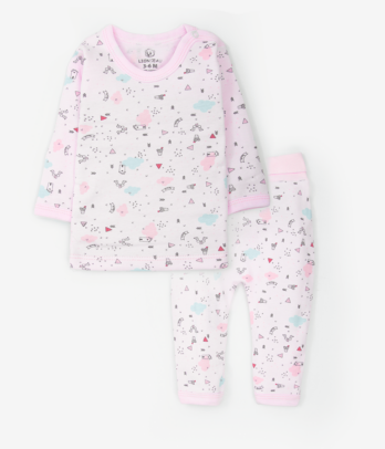 Ensemble imprimé deux pièces pour bébé fille couleur Rose