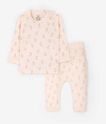 Ensemble imprimé deux pièces pour bébé couleur saumon
