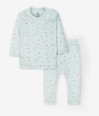Ensemble imprimé deux pièces pour bébé couleur Vert d'eau