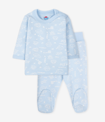 Ensemble 2 pièces motif bleu pantin fermé