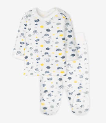 Ensemble 2 pièces blanc imprimé 100% coton