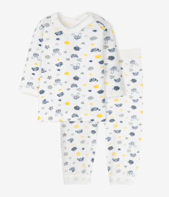 Ensemble blanc imprimé en coton bio