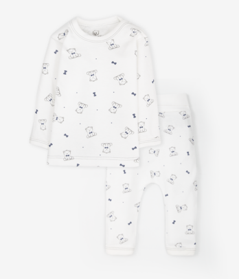 Ensemble imprimé deux pièces pour bébé couleur Blanche