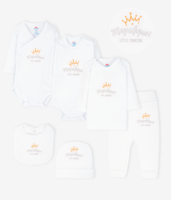 Ensemble bébé blanc de 6 pièces pour fille