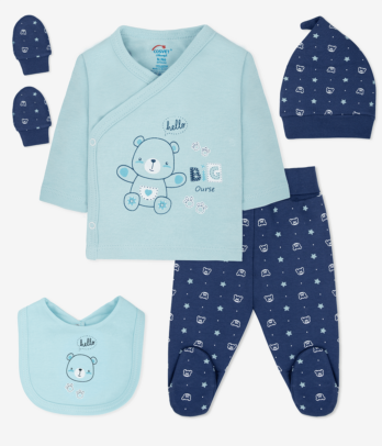 Ensemble de 5 pièces 100% en coton bio bleu