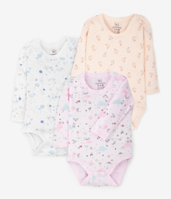 Lot de trois body imprimés pour bébé