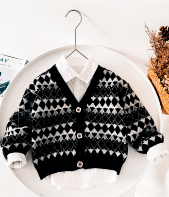 Cardigan tricoté et avec formes géométriques