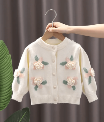 Cardigan jaune à fleurs pour fille