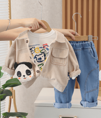 Ensemble trois pièces pour veste beige pour garçon
