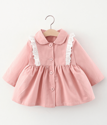 Robe rose à col Claudine pour petite fille