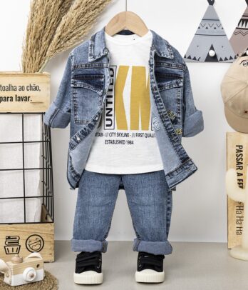 Ensemble trois pièces en jean pour garçon