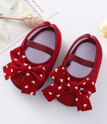 Paire de ballerines rouges à nœud pour fille
