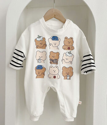 Grenouillère blanche à motifs petite tête d’ours