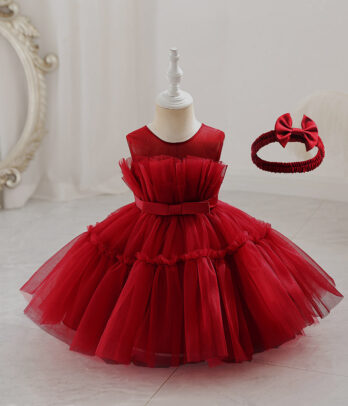Robe rouge tendance d'été en tulle