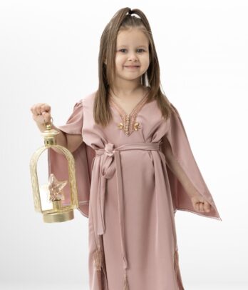 Robe caftant rose a manche ouverte