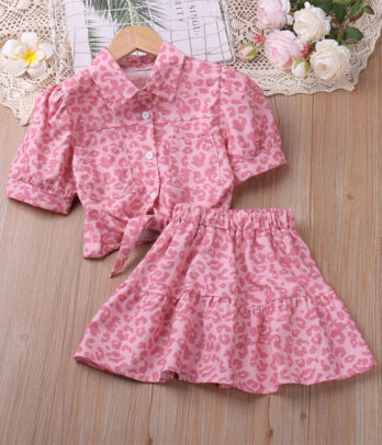 Ensemble rose léopard pour fille