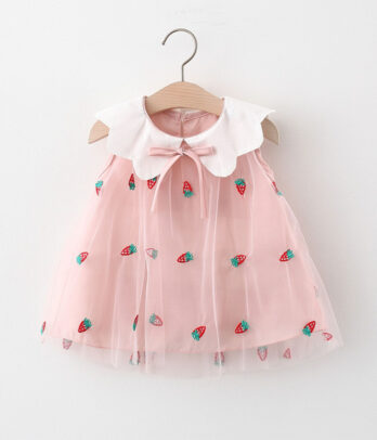 Robe fraisier rose pour petites filles