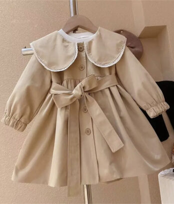 Robe à col Claudine style trench pour filles