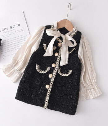 Robe noir et beige en tweed
