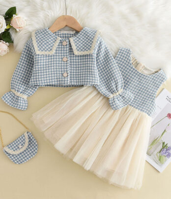 Ensemble en tulle et tweed pour fille