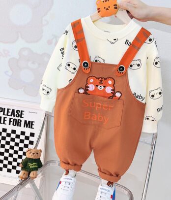 Ensemble de salopette "super baby" unisexe