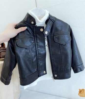 Veste en cuire noire unisexe