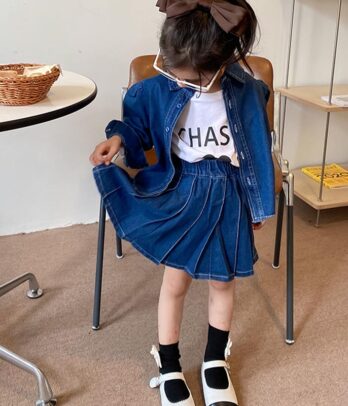 Ensemble de jupe et haut en jean pour filles