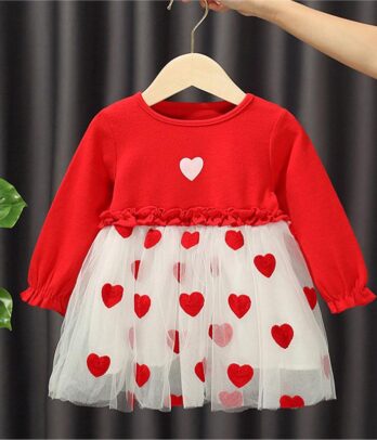 Robe coup de cœur rouge pour bébé fille