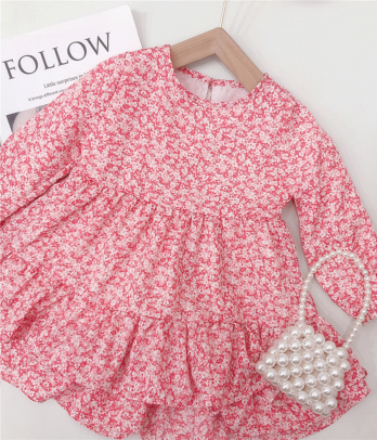 Robe fleurie rose pour fillette