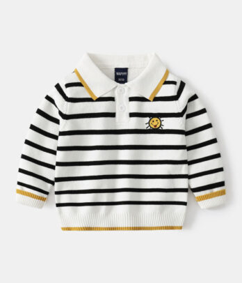 Pull polo à rayures pour garçon