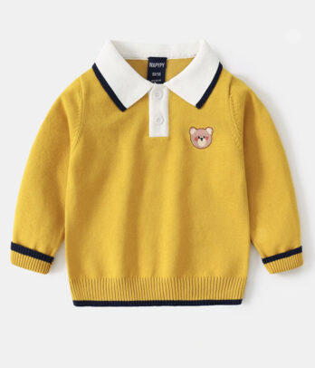 Pull jaune en laine à col classique