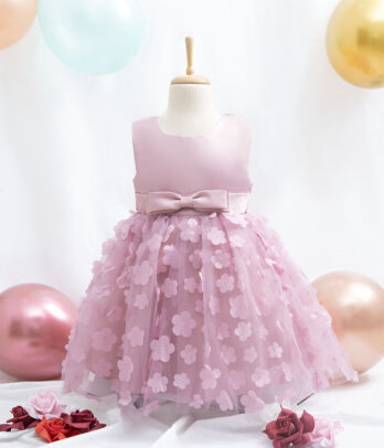 Robe rose en tutu à fleurs