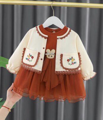 Ensemble de robe et cardigan automnale pour fillettes