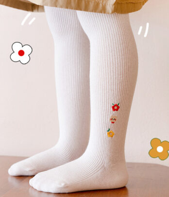 Collant blanc floral pour fille