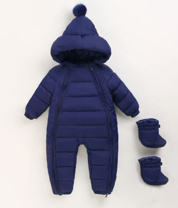 Combi pilote bleu et chaussons pour bébé