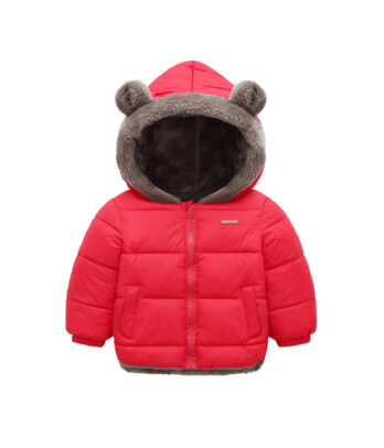 Doudoune à capuche rouge pour enfant