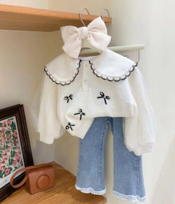 Ensemble chemise blanche et pantalon pour fille