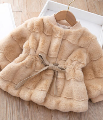 Veste marron en fourrure pour filles